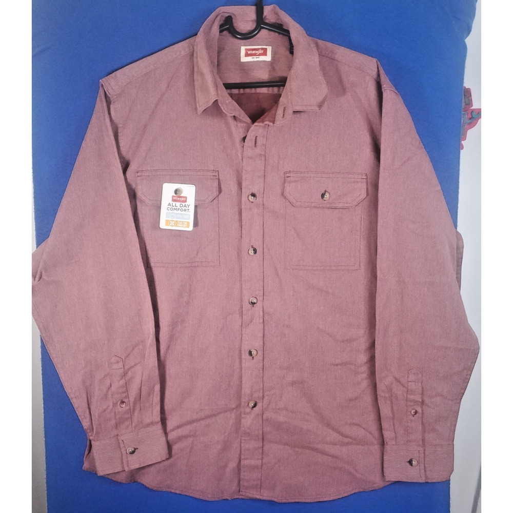 Wrangler Relaxed Fit Long Sleeve Shirt Men's Size Large All Day Comfort NEW